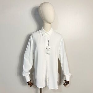 Burberry Uniform ivory crepe blouse with pearl accents